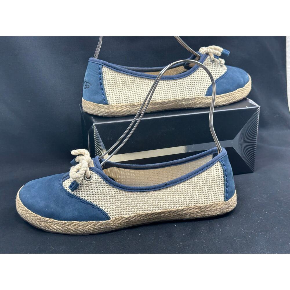 UGG Catrin Crochet Espadrille Flats Blue/Natural Size 8 NWOT Natural Shorevibe